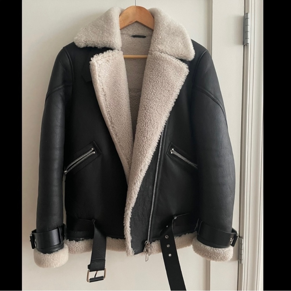 Allsaints TALIA REI shearling moto jacket. Size xs, RRP $1,499 + tax